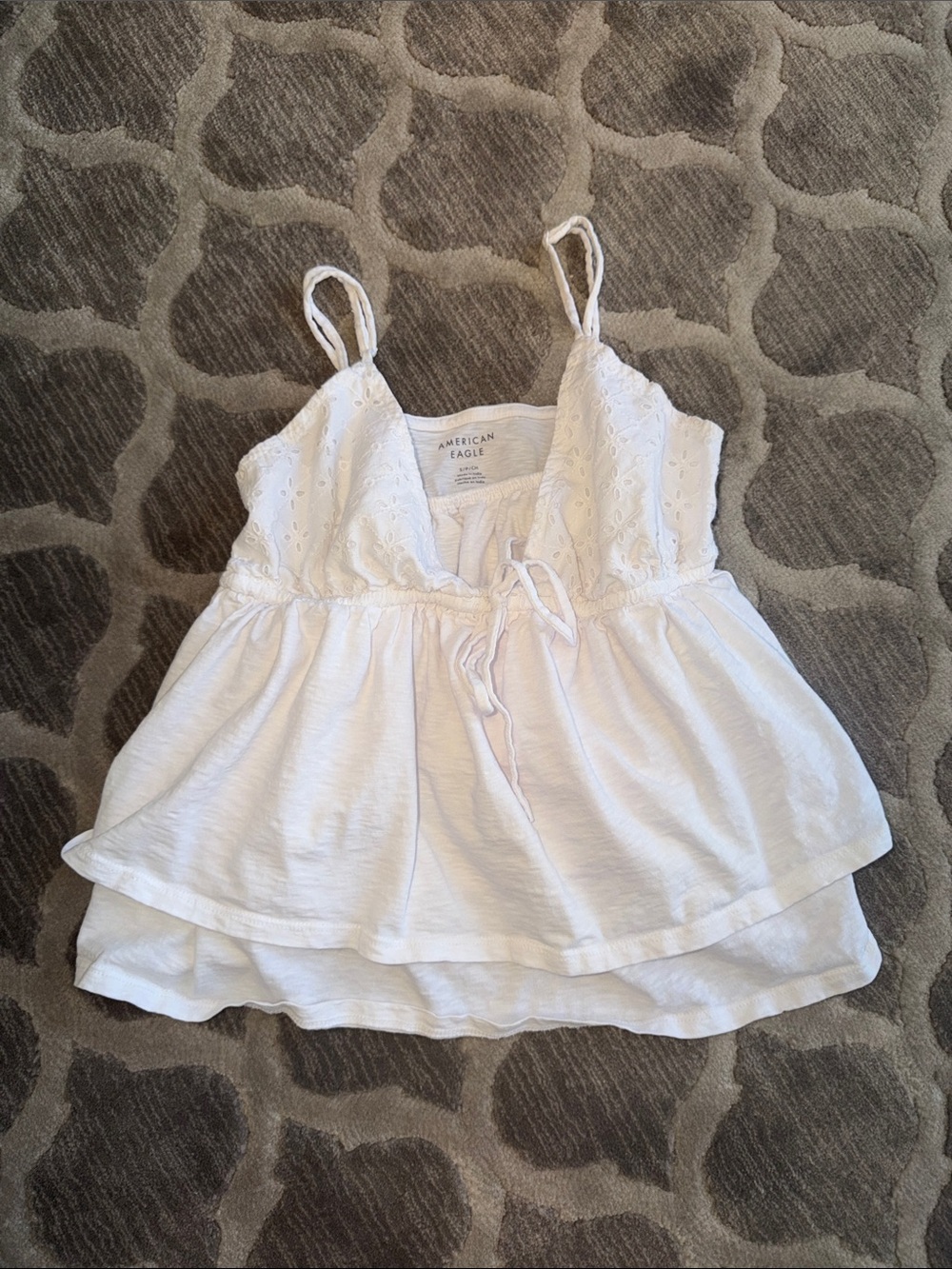 American Eagle Outfitters White Eyelet Tiered Cami Tank